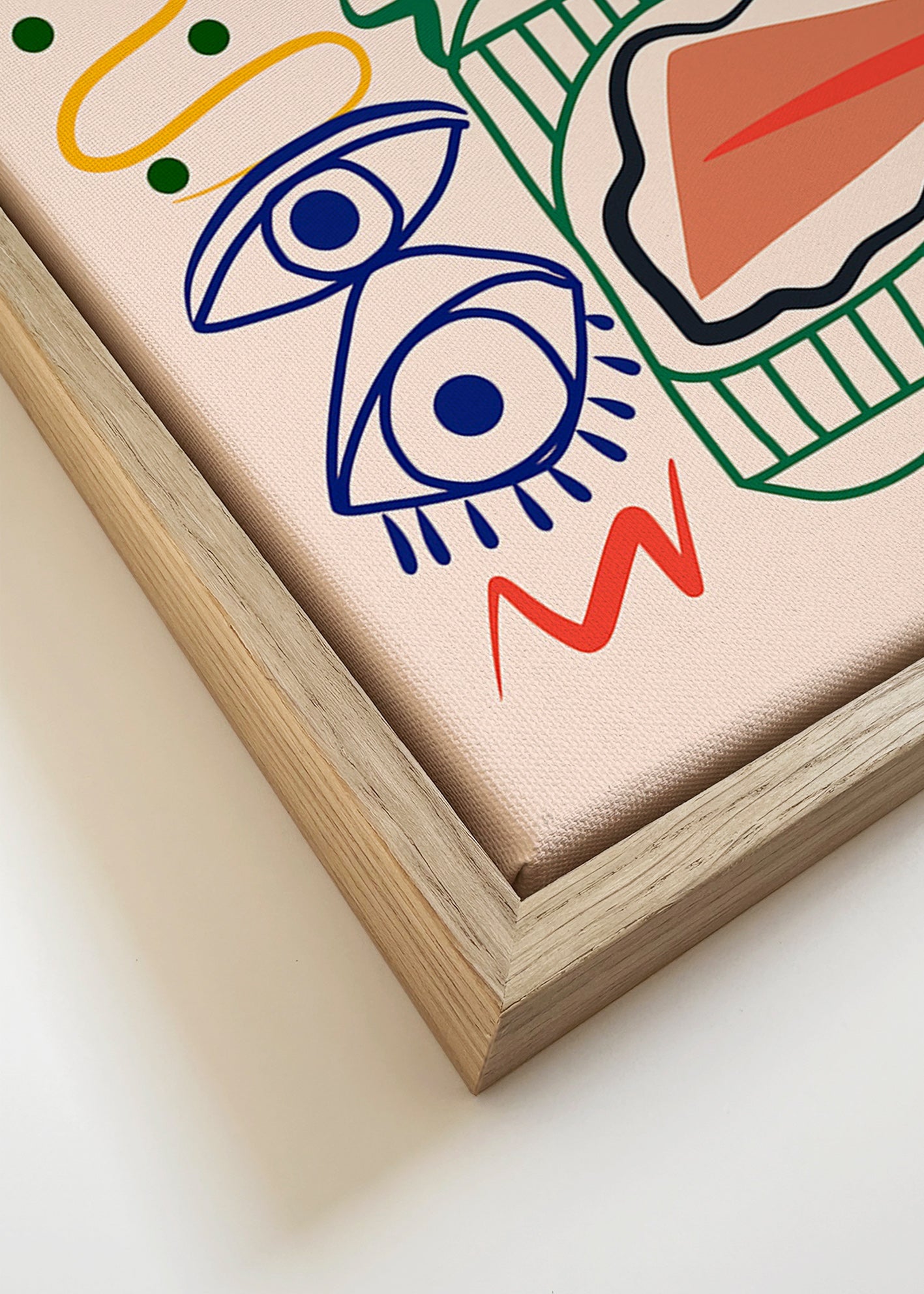 Ilustración lineal con rostros y ojos – Canvas detail