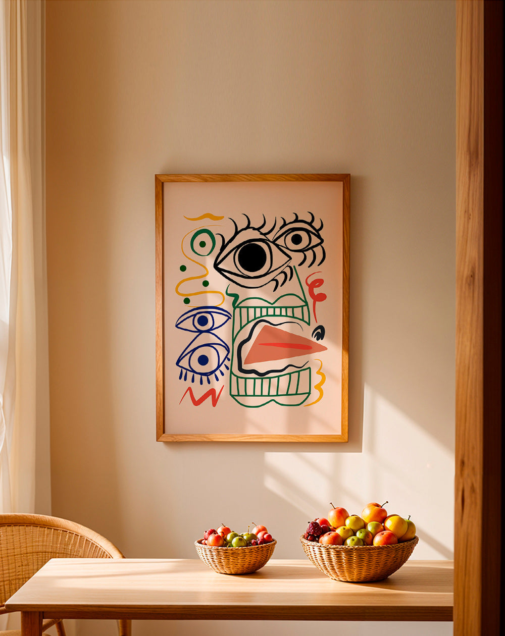 Ilustración lineal con rostros y ojos – Product2