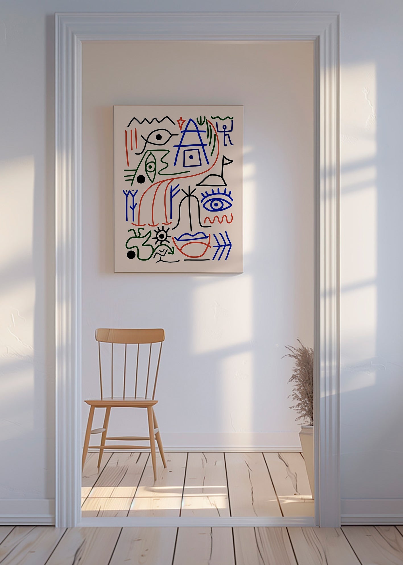 Ilustración de símbolos lineales multicolor – Canvas