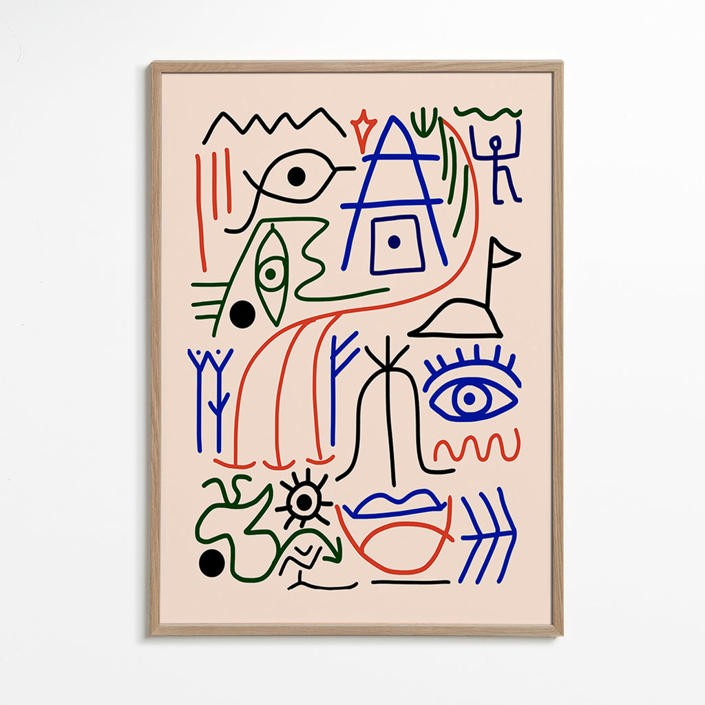 Ilustración de símbolos lineales multicolor – Oak Frame