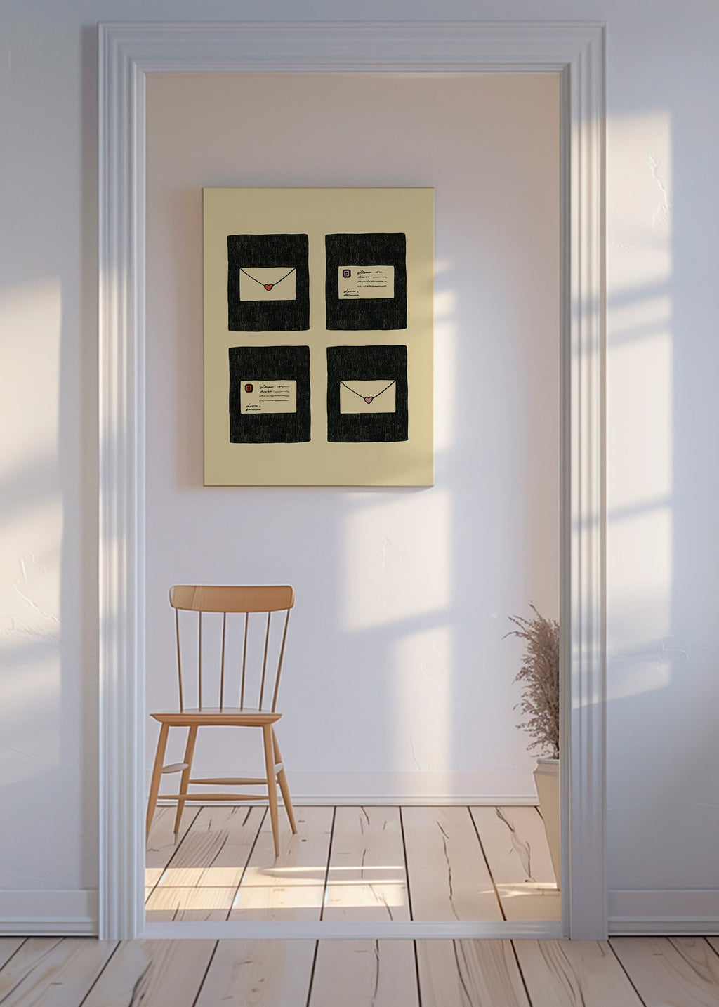 Ilustración cartas de amor en cuatro marcos – Canvas