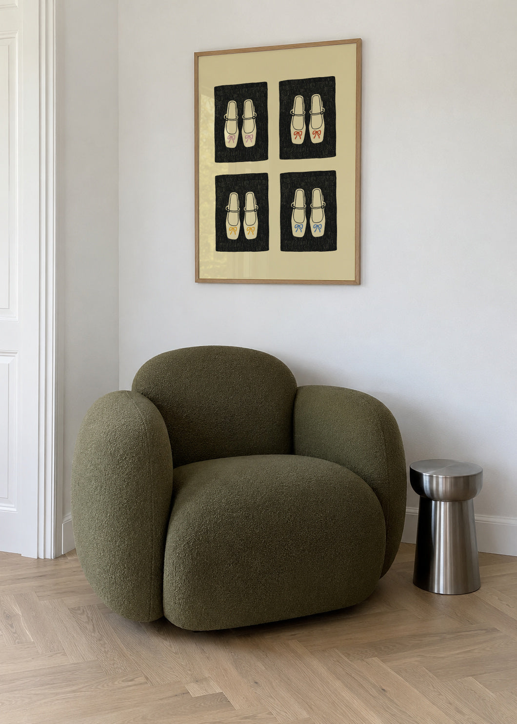 Shoes with Bows - Framed poster in an interior