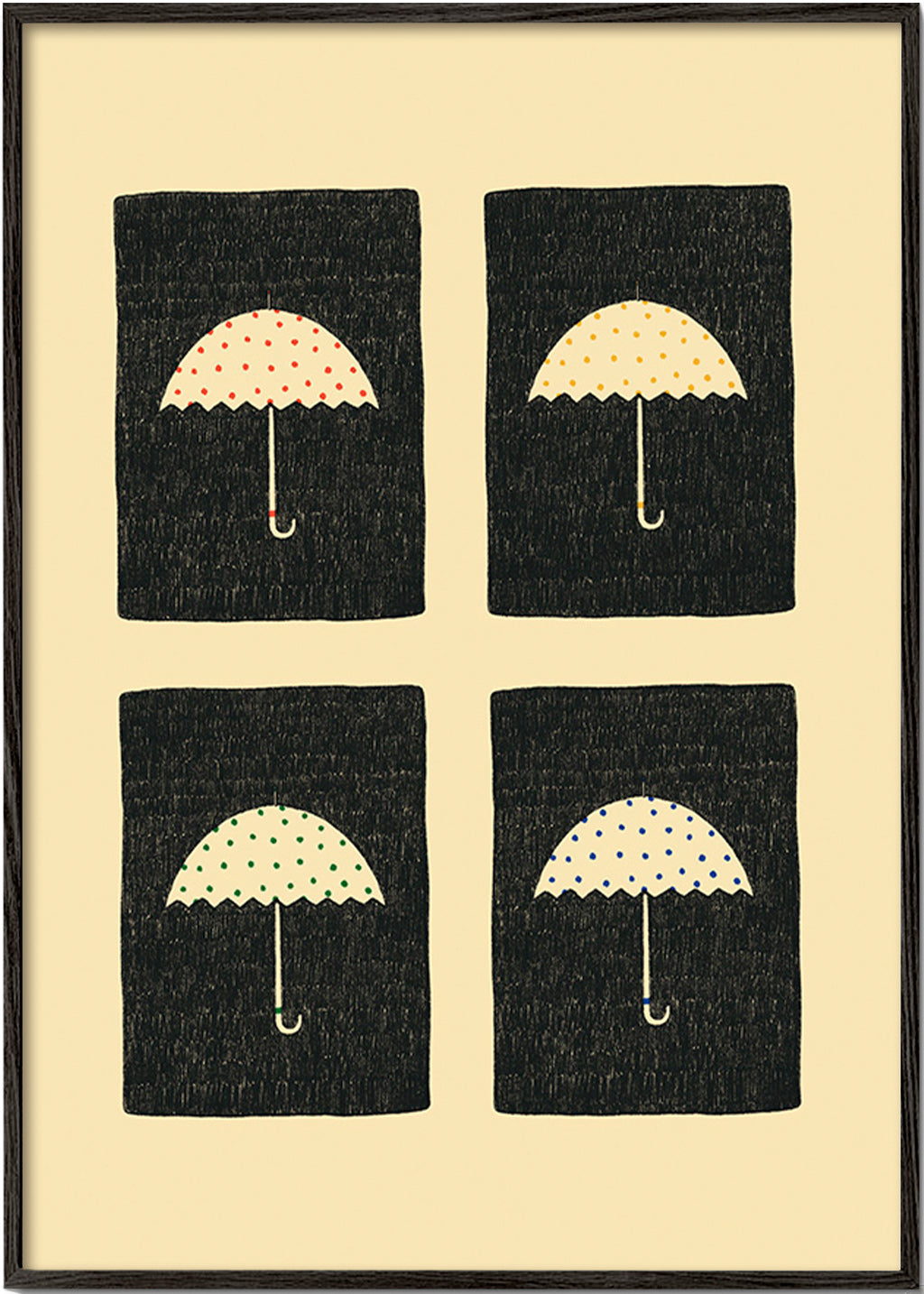 Ilustración de paraguas repetidos – Black Frame