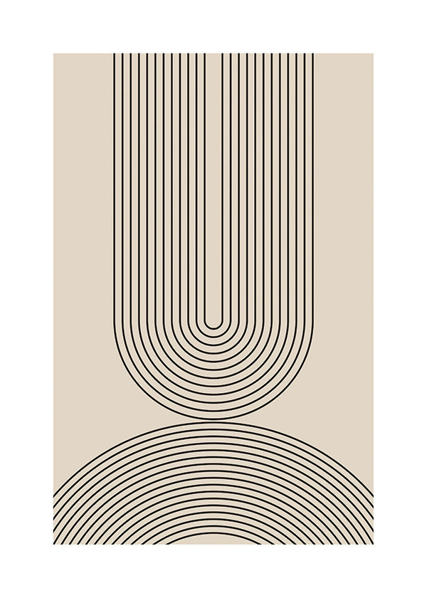 Cuadro minimalista de líneas arqueadas en beige