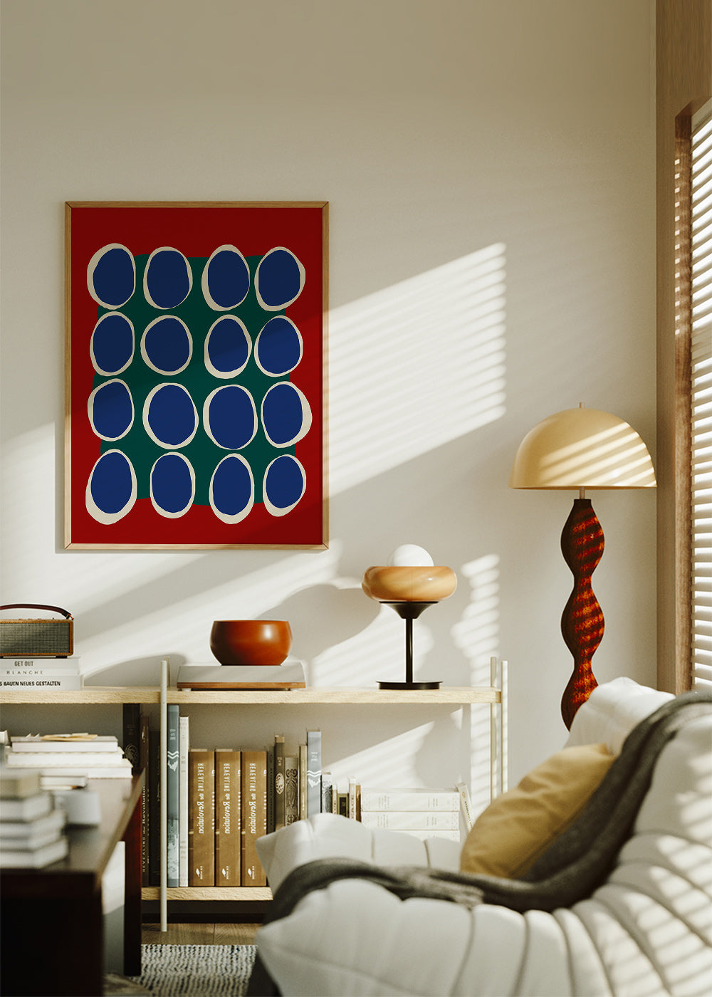 Cuadro geométrico con óvalos azules y bloque verde – Product3