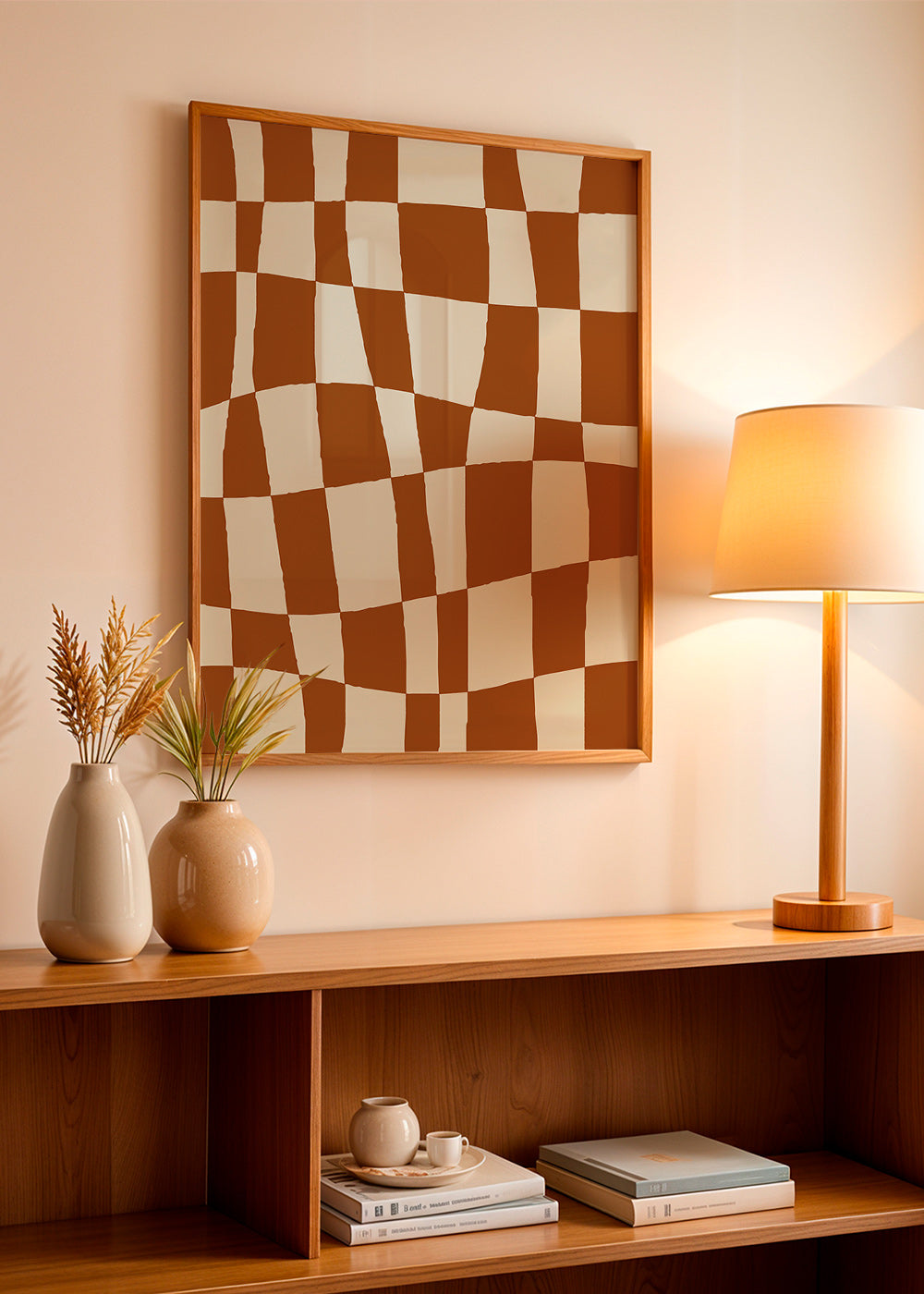 Cuadro geométrico con tablero ondulado marrón – Product3