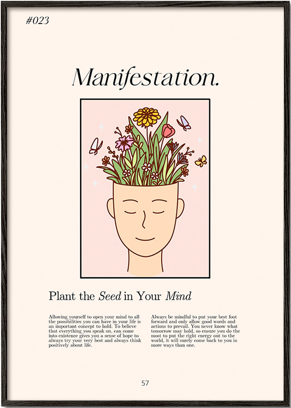 Ilustración cabeza con plantas – Black Frame