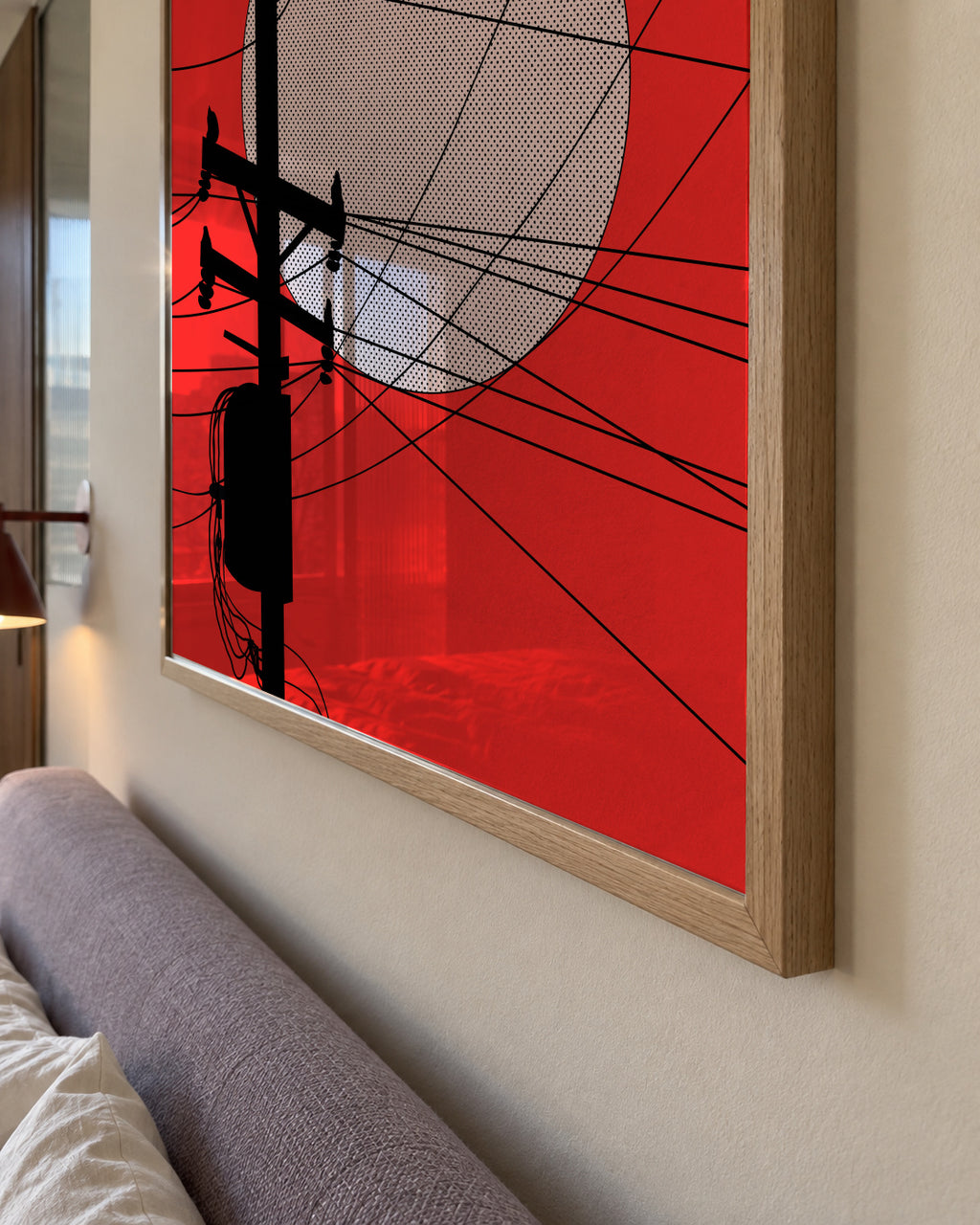 Japan Telegraph Lines - Framed poster detail