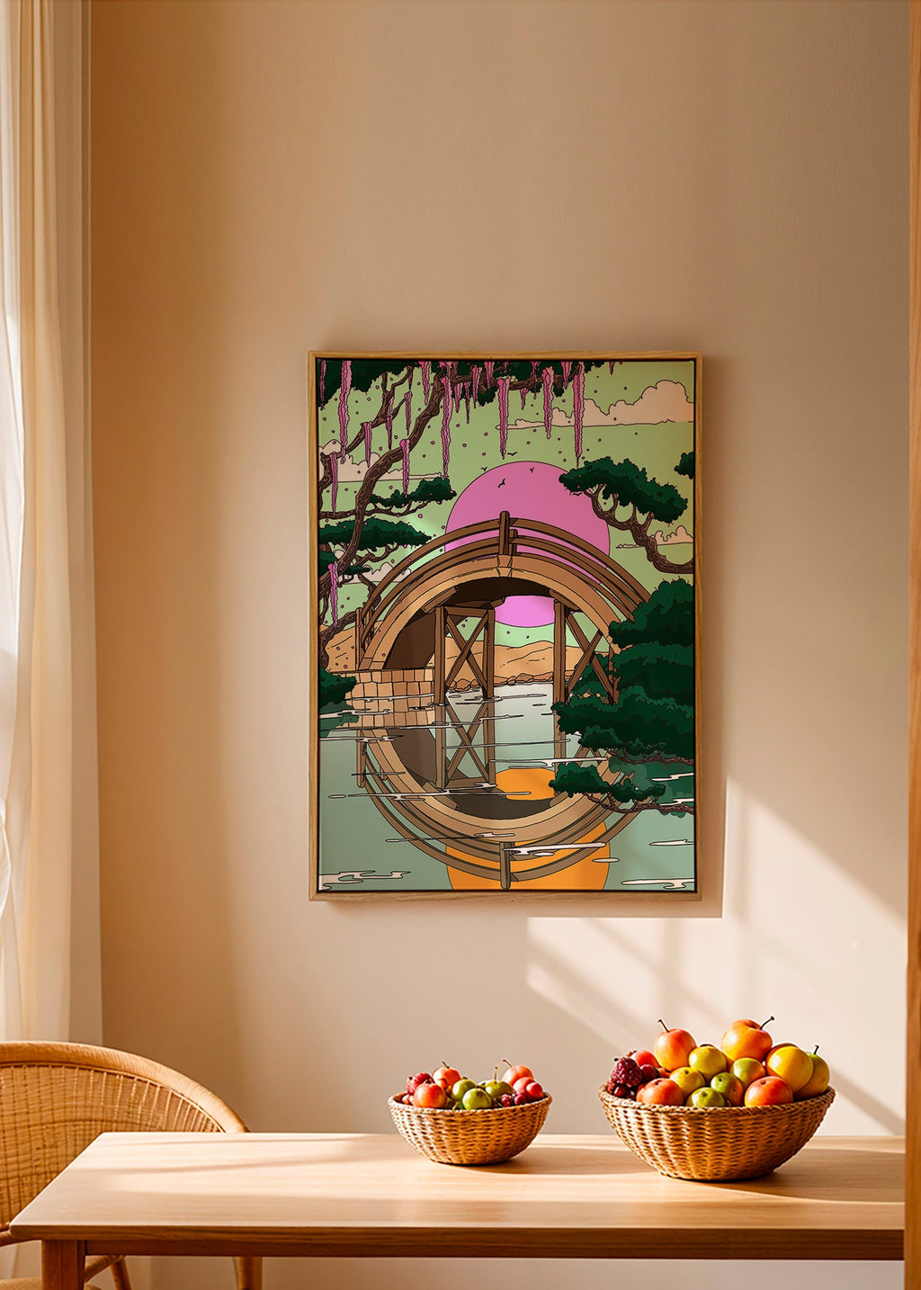 Cuadro de paisaje con puente arqueado y reflejo – Canvas2