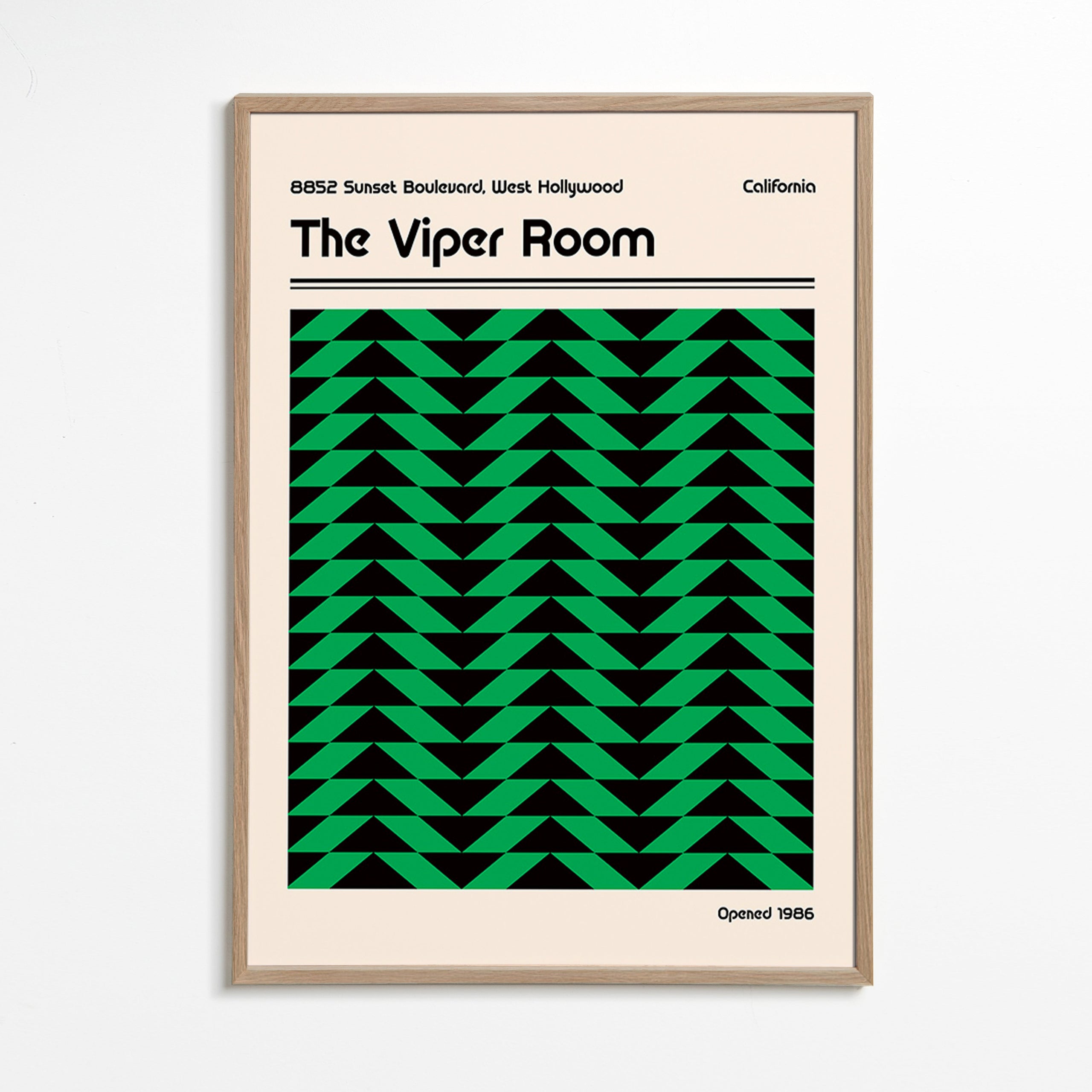 Cuadro vintage con patrón geométrico verde – Oak Frame