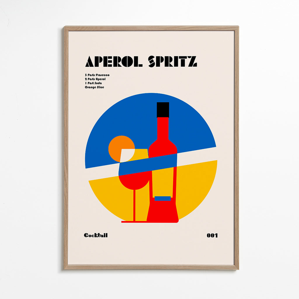 Cuadro de cocina Aperol Spritz geométrico – Oak Frame