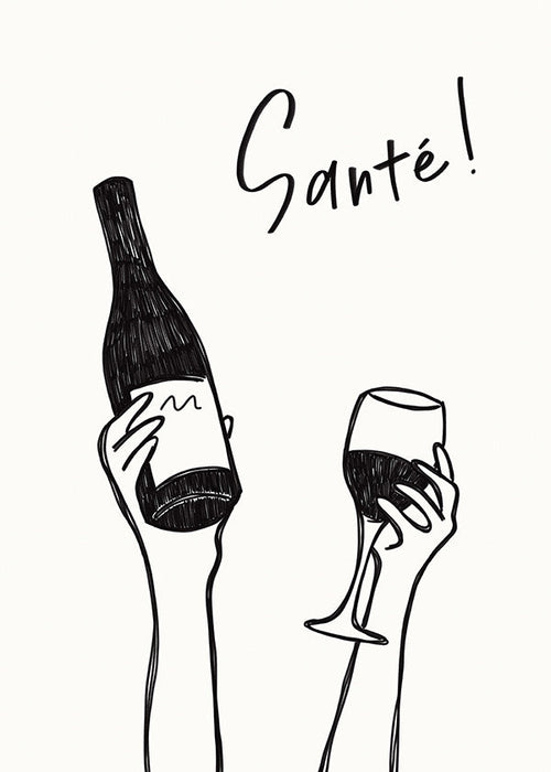 Cuadro de cocina con botella y copa