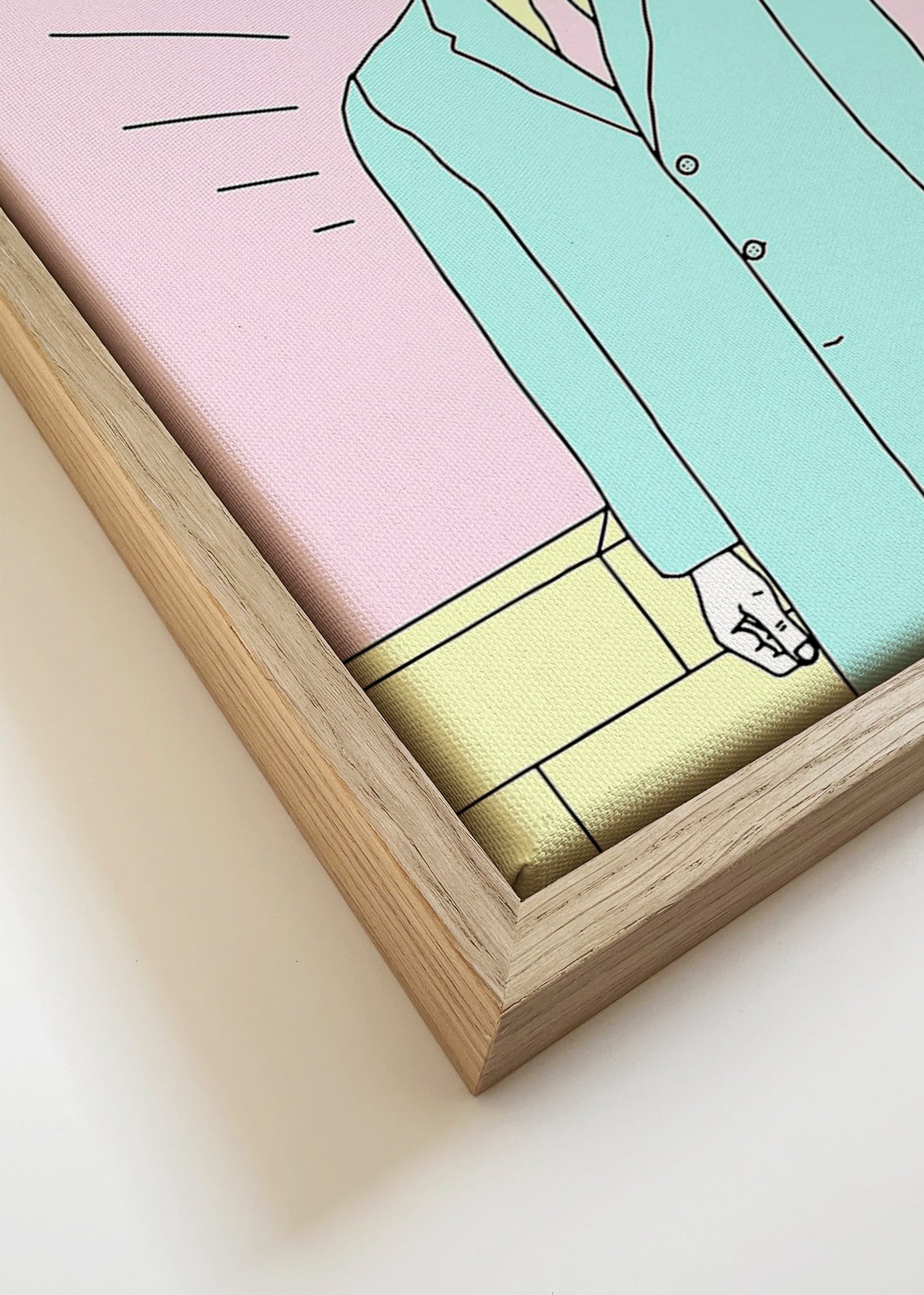 Ilustración surreal de figura con manzana – Canvas detail