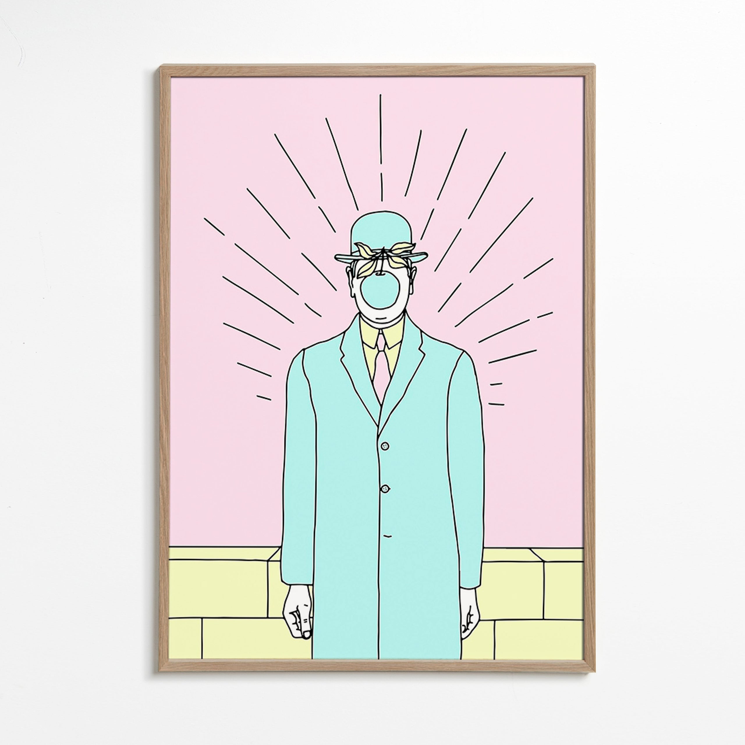 Ilustración surreal de figura con manzana – Oak Frame