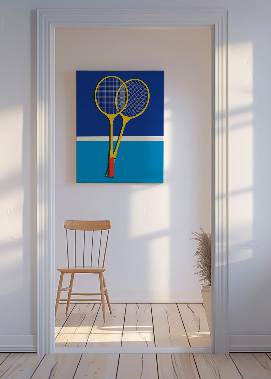 Cuadro deportivo de raquetas de bádminton amarillas – Canvas