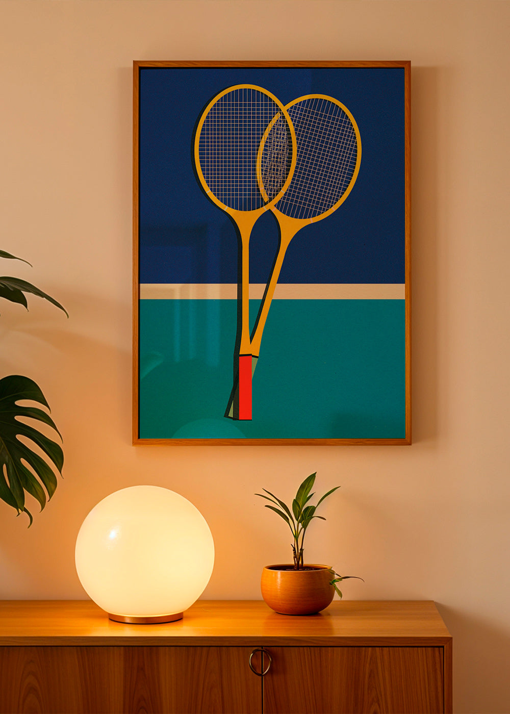 Cuadro deportivo de raquetas de bádminton amarillas – Product2