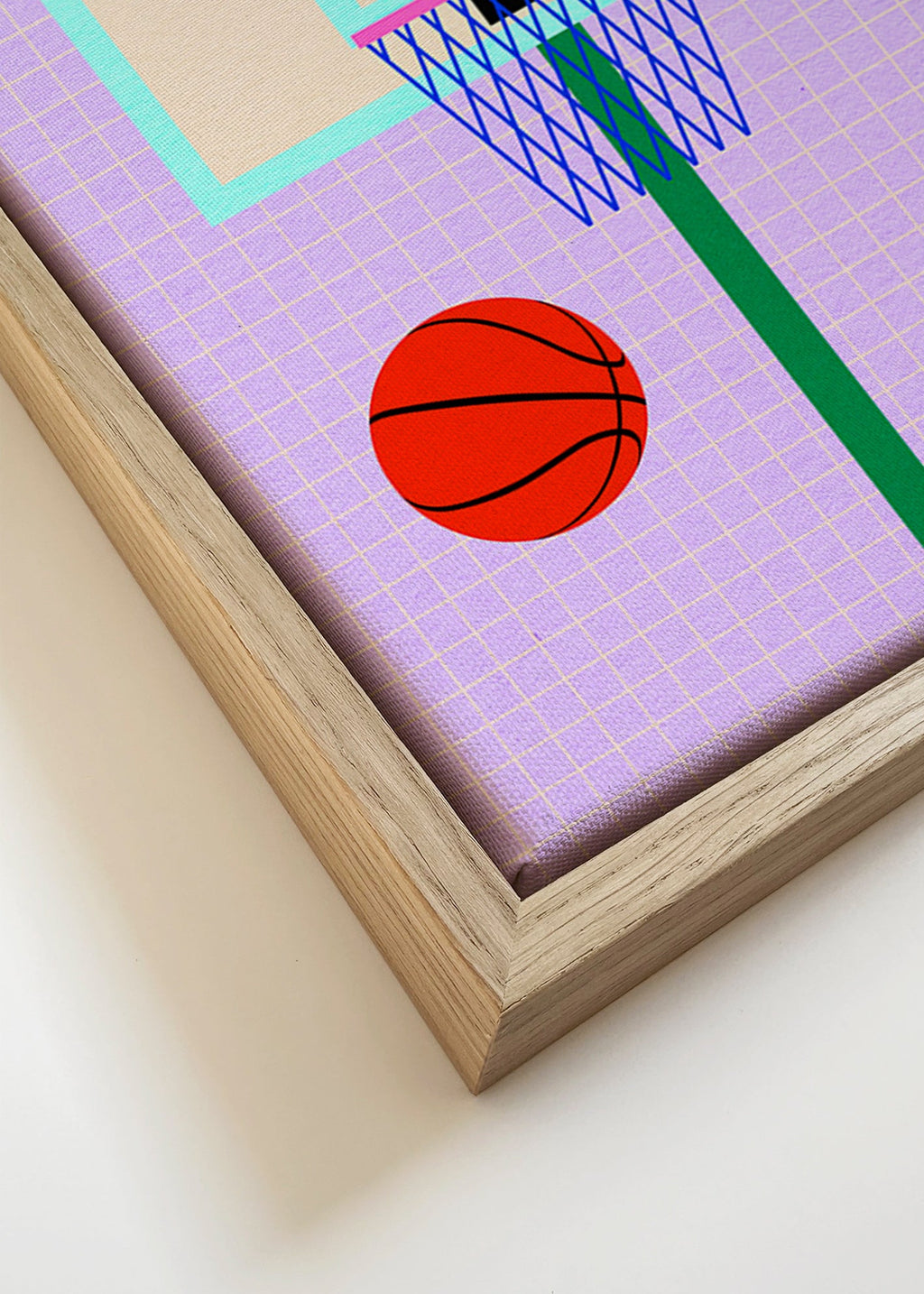 Cuadro deportivo baloncesto ilustrado vertical – Canvas detail