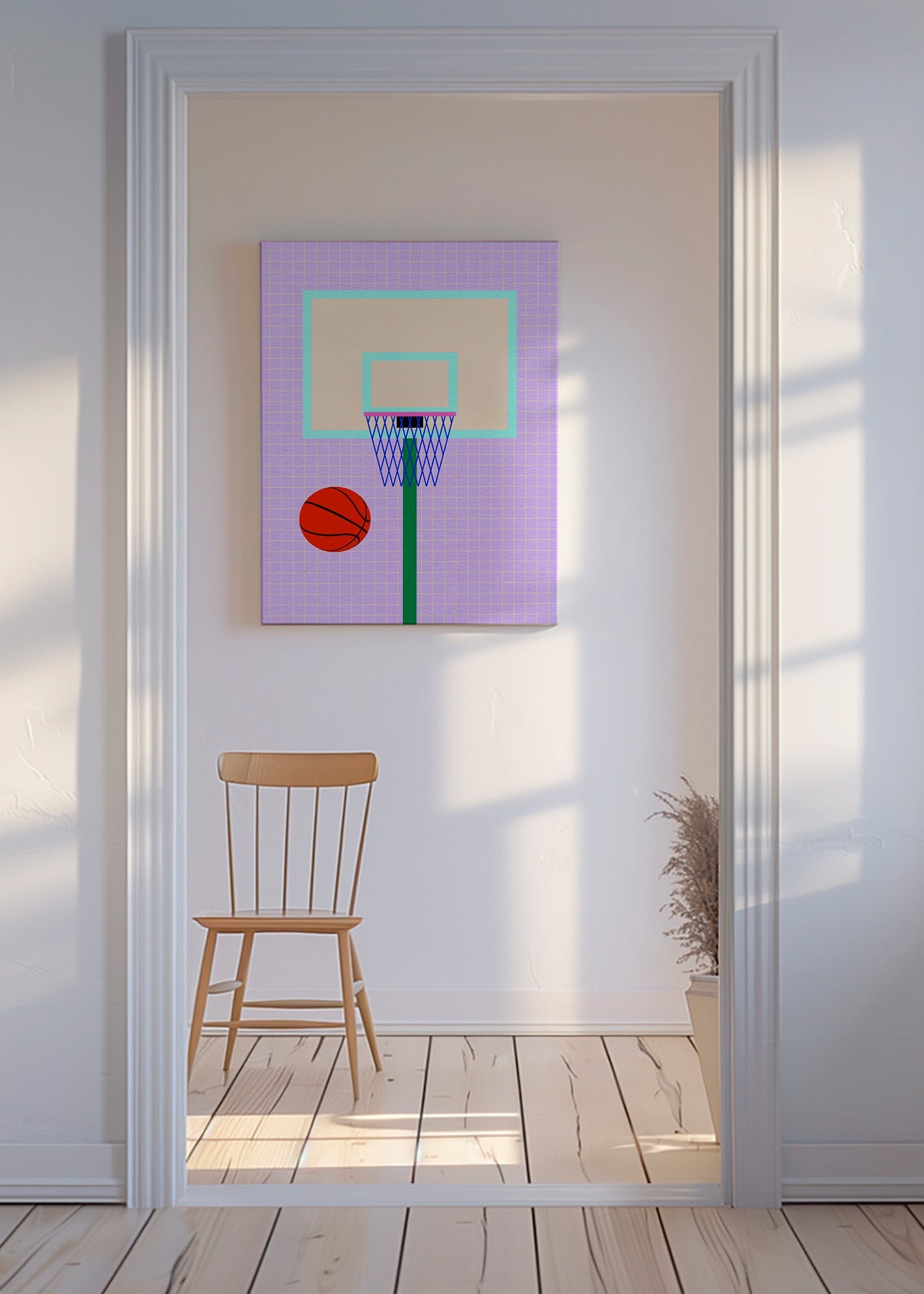 Cuadro deportivo baloncesto ilustrado vertical – Canvas