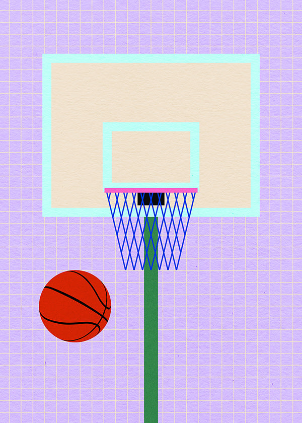 Cuadro deportivo baloncesto ilustrado vertical