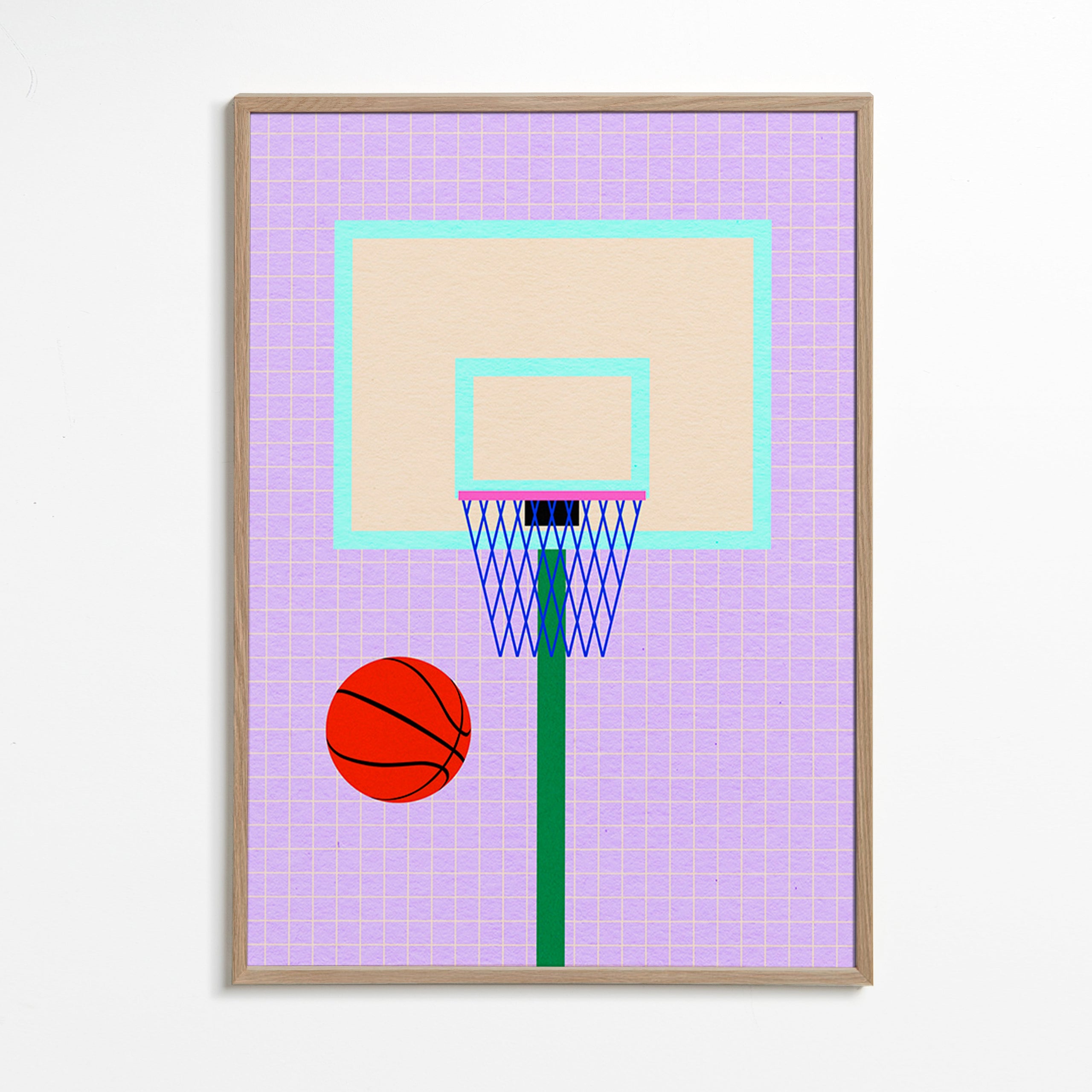 Cuadro deportivo baloncesto ilustrado vertical – Oak Frame