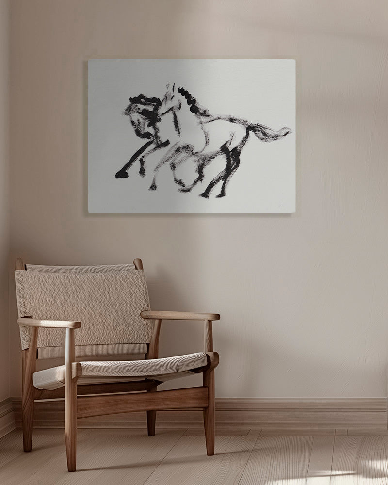 Cuadro de caballos en tinta gestual – Canvas
