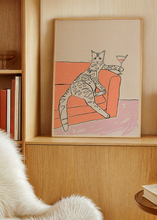 Cuadro de cocina: gato con cóctel sobre sofá – Product1