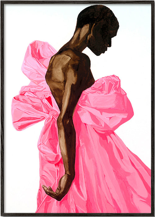 Ilustración figura en vestido rosa – Black Frame