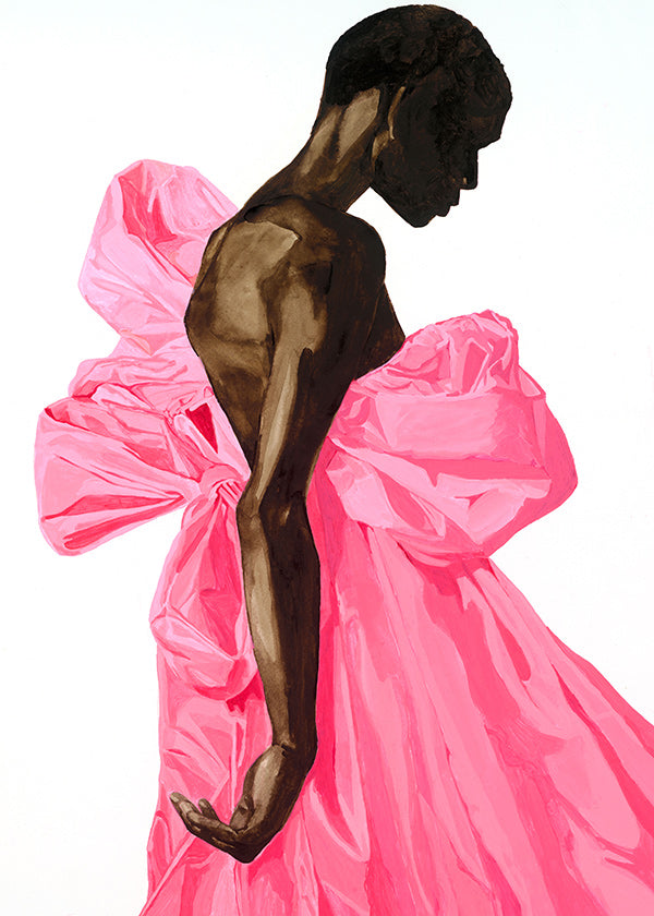 Ilustración figura en vestido rosa