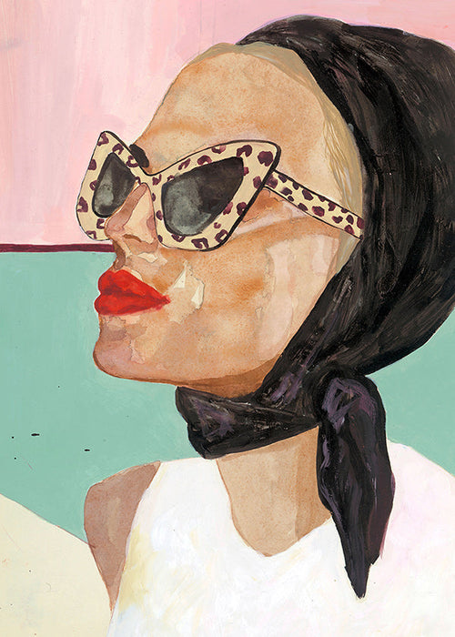 Ilustración de mujer con gafas vintage