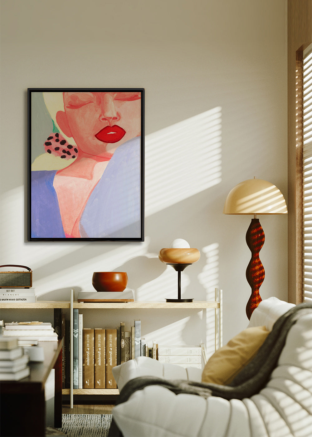 Ilustración femenina con labios rojos – Canvas1