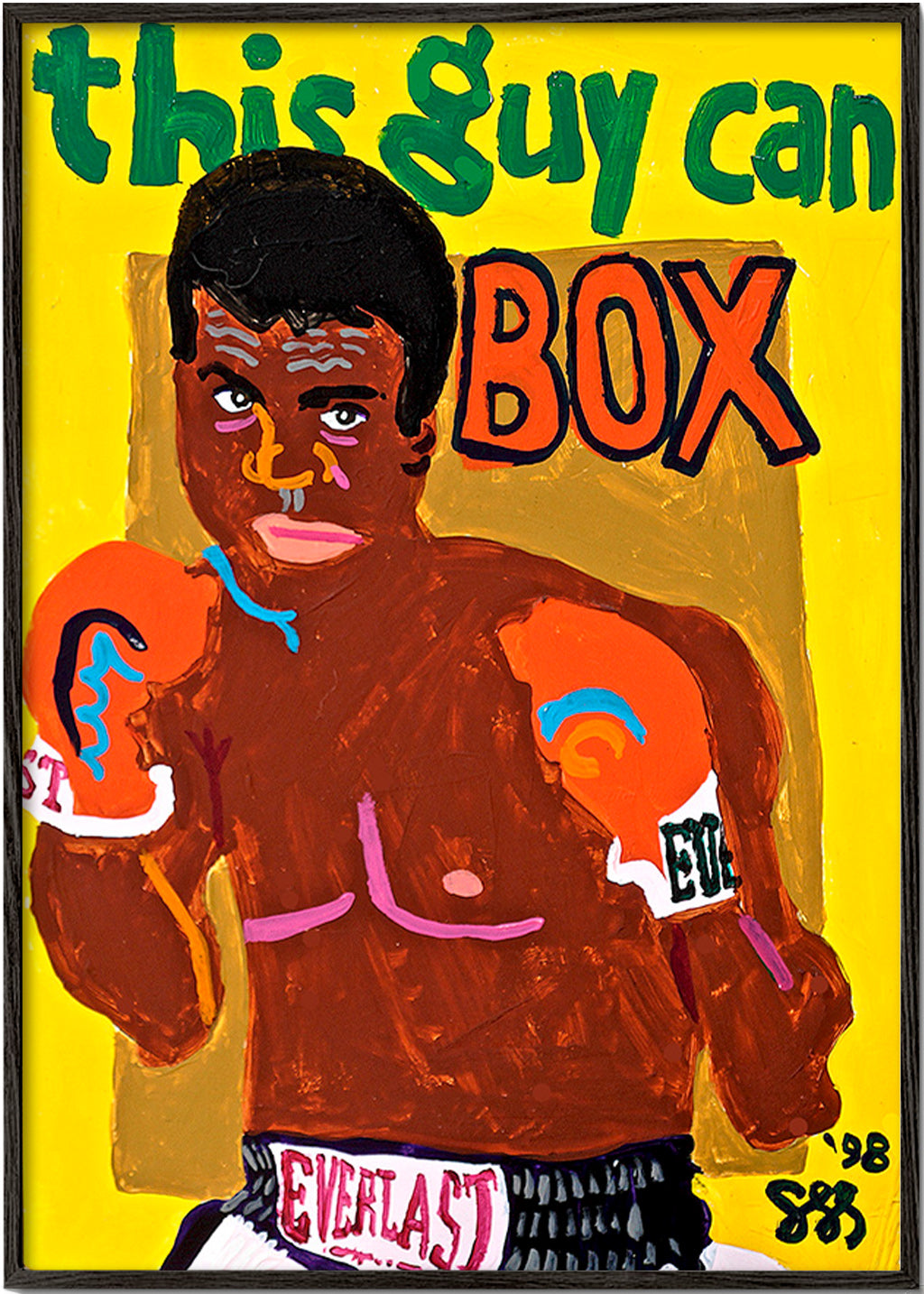 Cuadro deportivo boxeador ilustrado – Black Frame