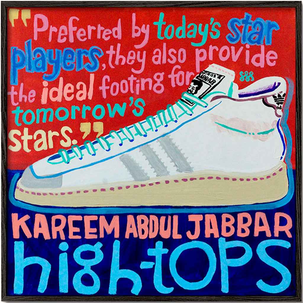 Cuadro deportivo High Tops con tipografía vintage – Black Frame