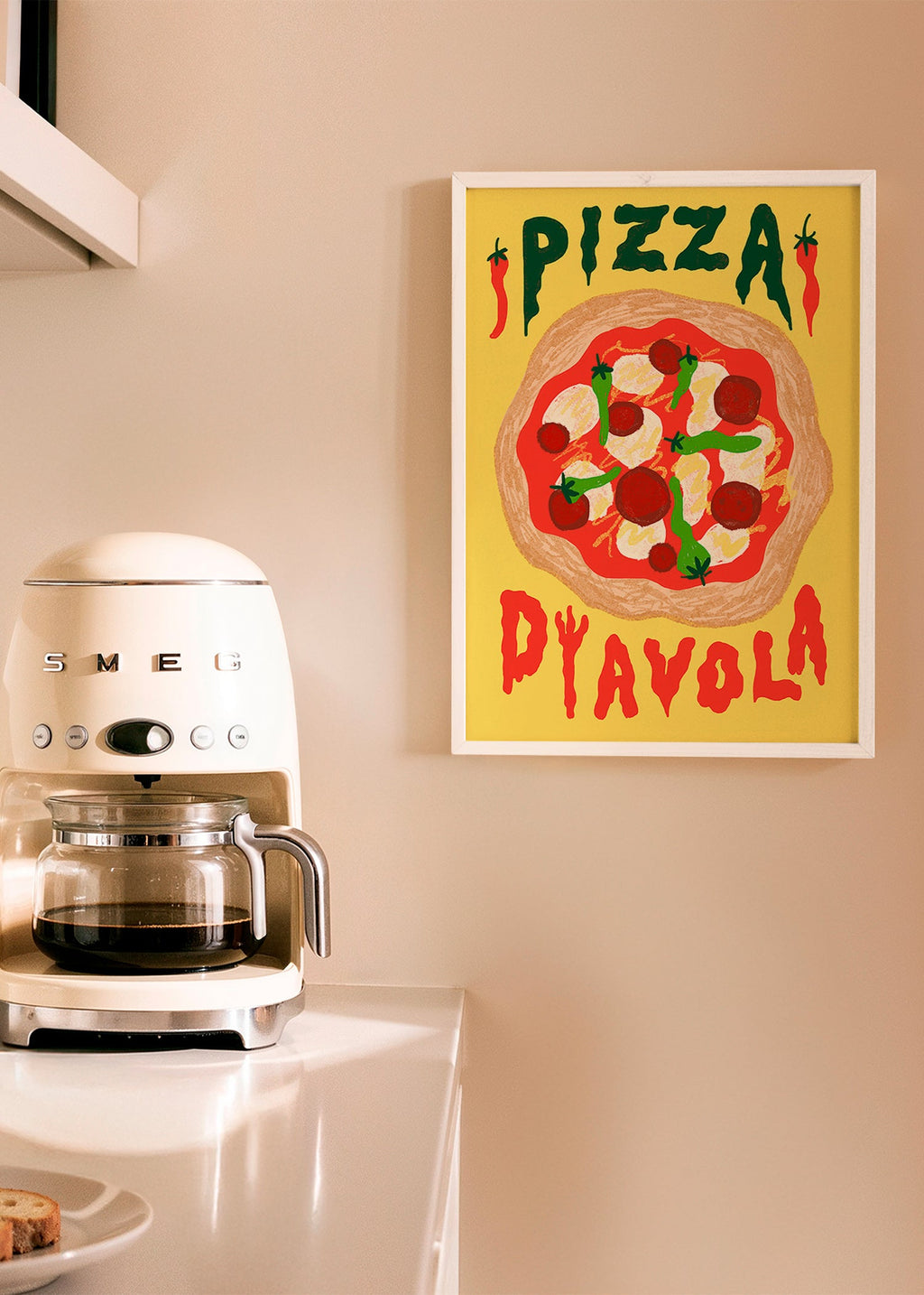 Cuadro de cocina con pizza Diavola ilustrada – Product2
