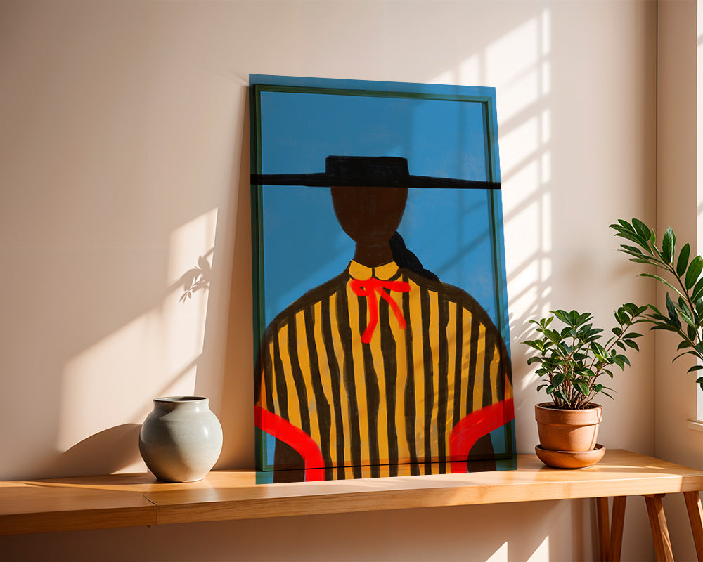 Ilustración de figura con sombrero y rayas – Product1