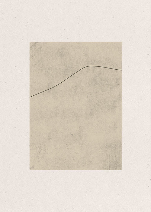 Cuadro minimalista con línea curva sobre beige