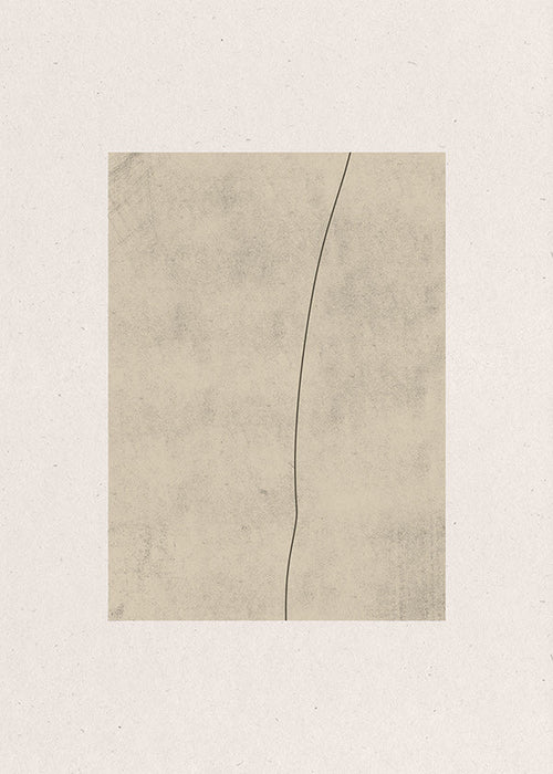Cuadro minimalista con línea curva sobre textura beige