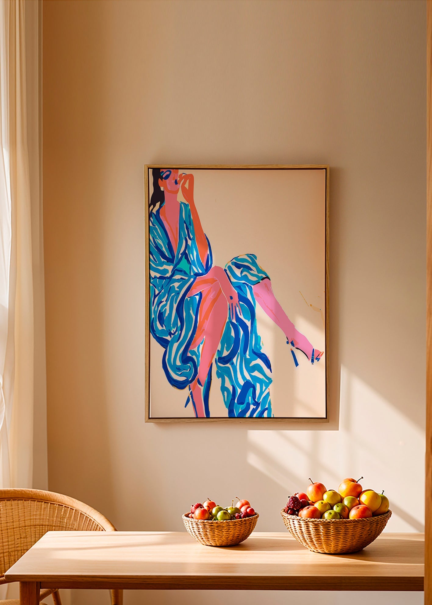 Ilustración de mujer con bata estampada – Canvas1