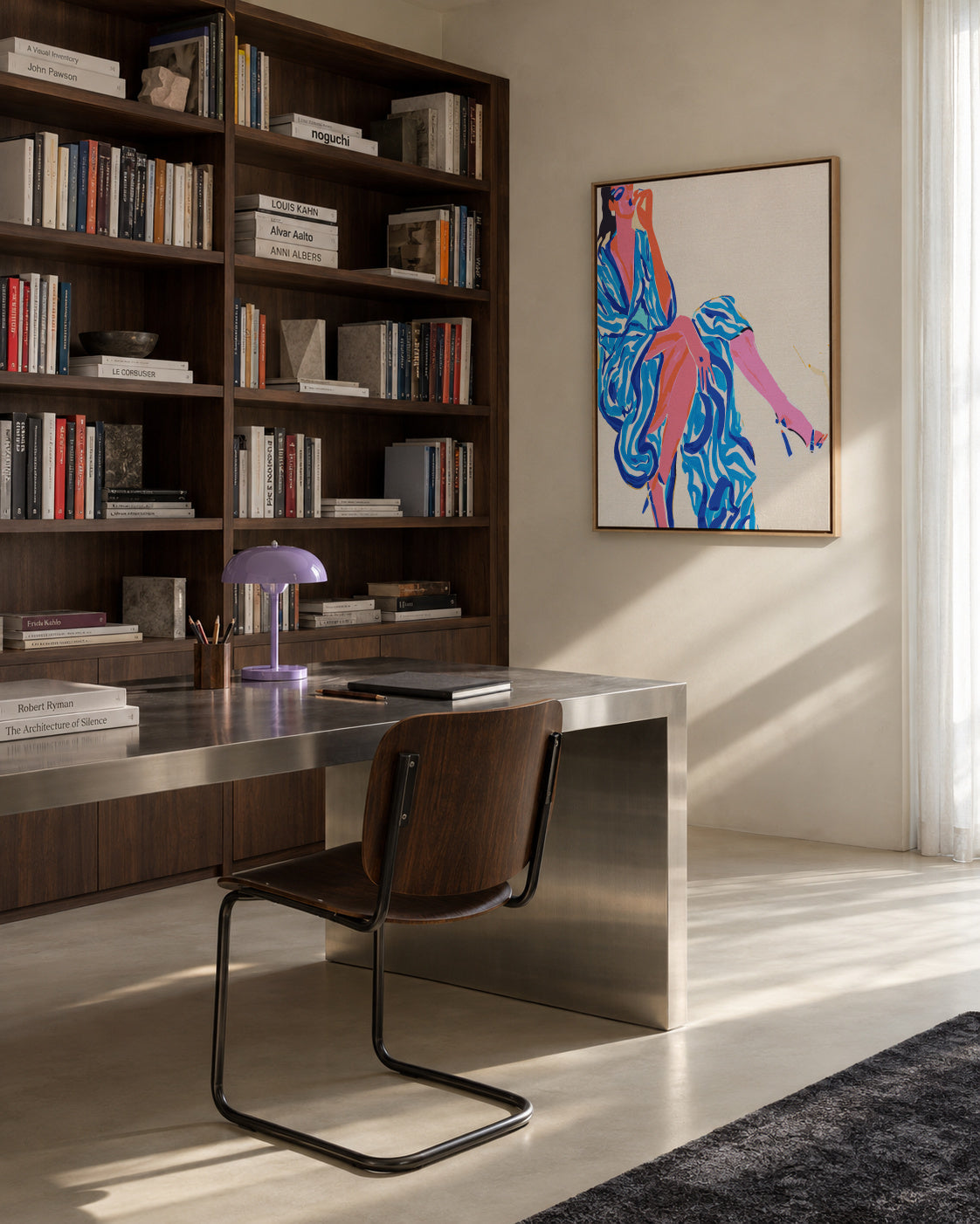 Portrait Woman in robe - Framed canvas in an interior