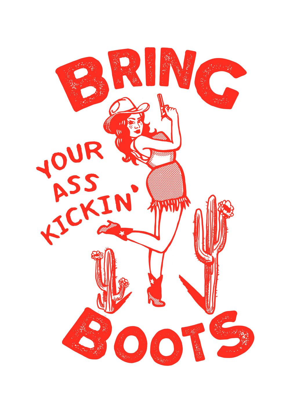Ass Kicking Boots Funny Western Cowgirl - Unframed art print