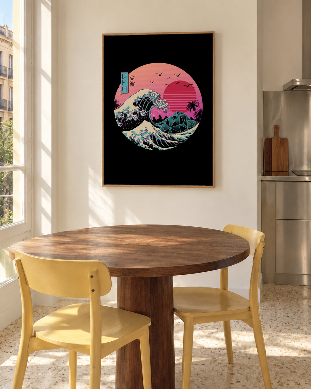 Great Retro Wave - Framed canvas in an interior