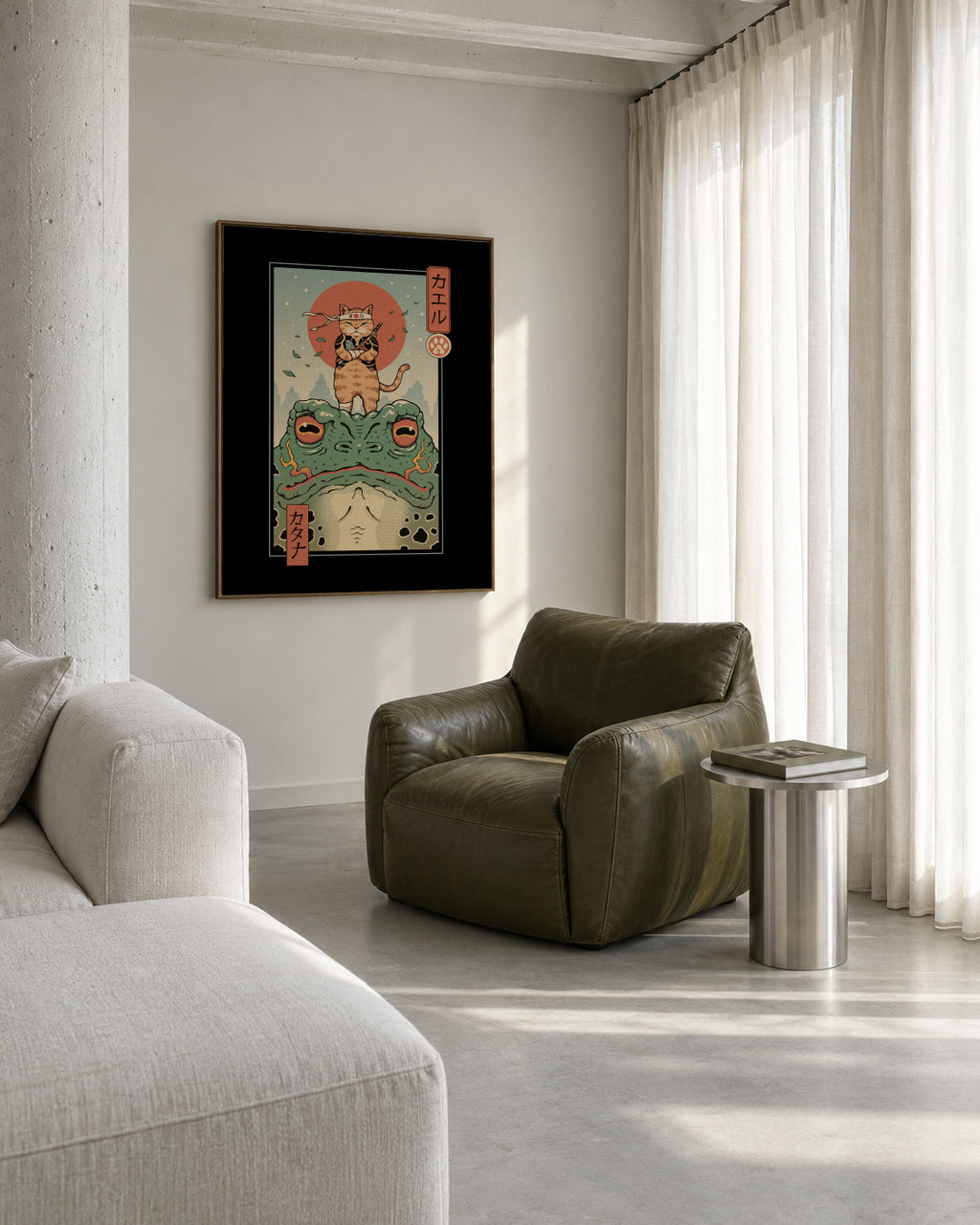 Catana and the Big Frog By Vincent Trinidad Art - Framed canvas in an interior