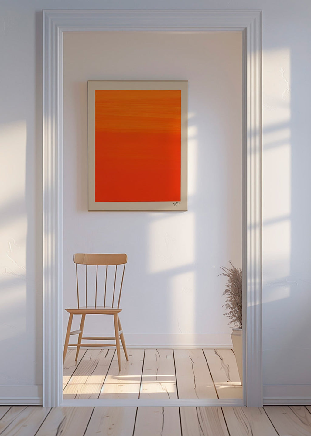 Cuadro abstracto horizonte naranja degradado – Canvas