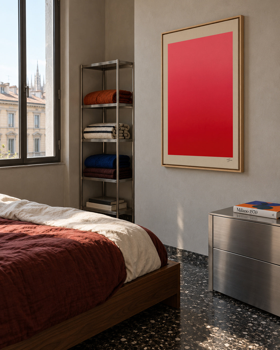 Crimson Aura - Framed canvas in an interior