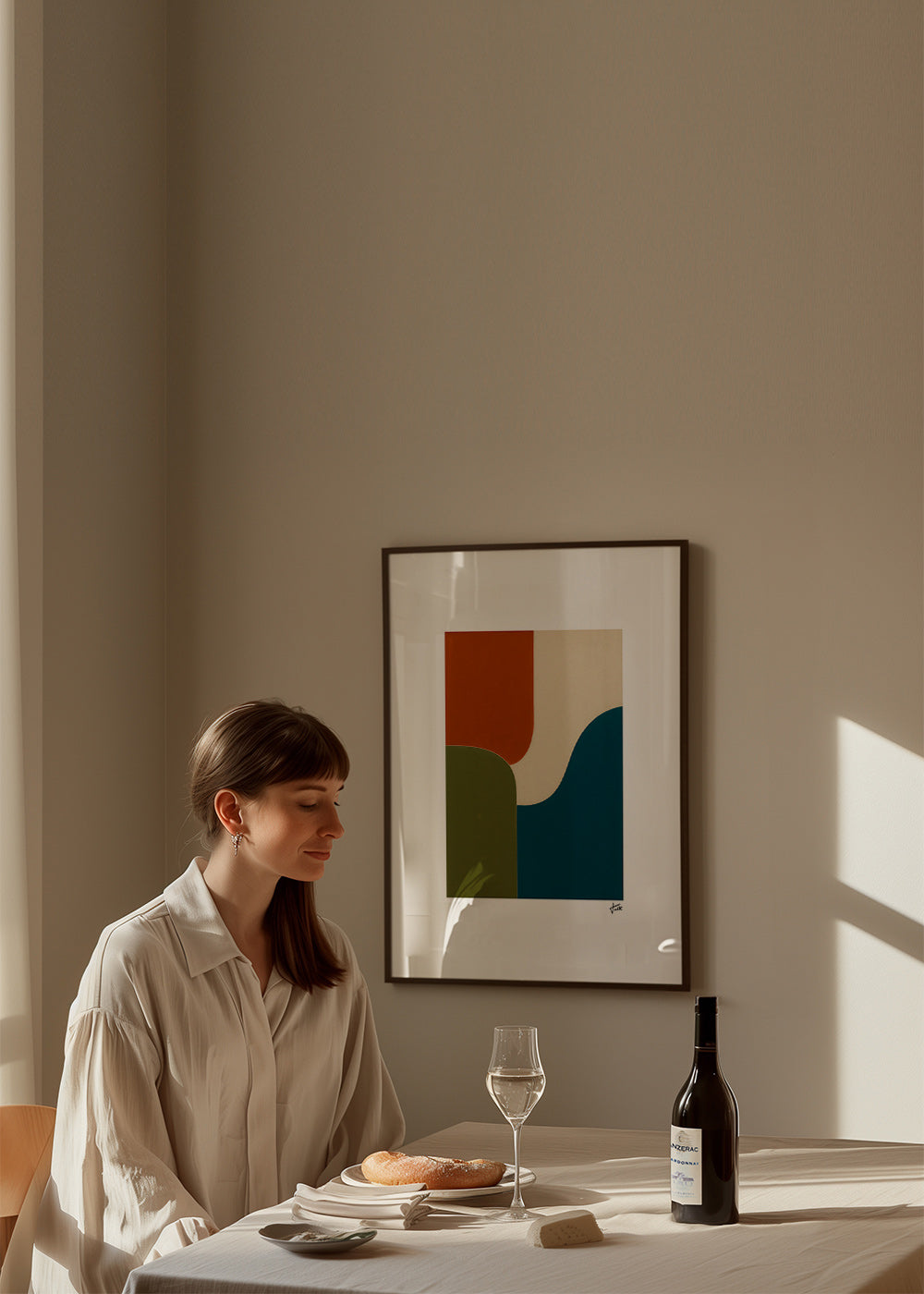 Cuadro geométrico con curvas y bloques de color – Product2