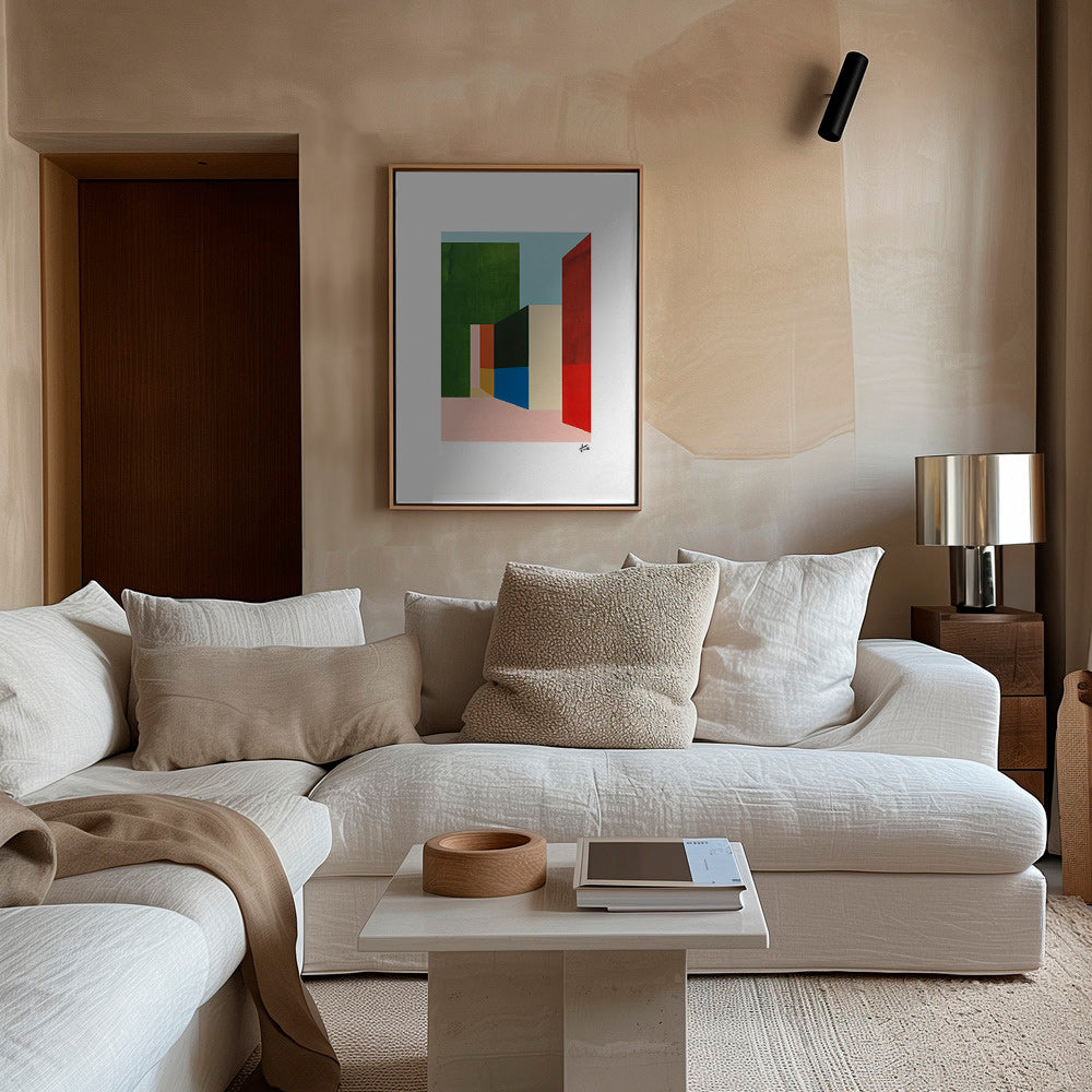 Cuadro geométrico con volúmenes coloreados – Canvas2