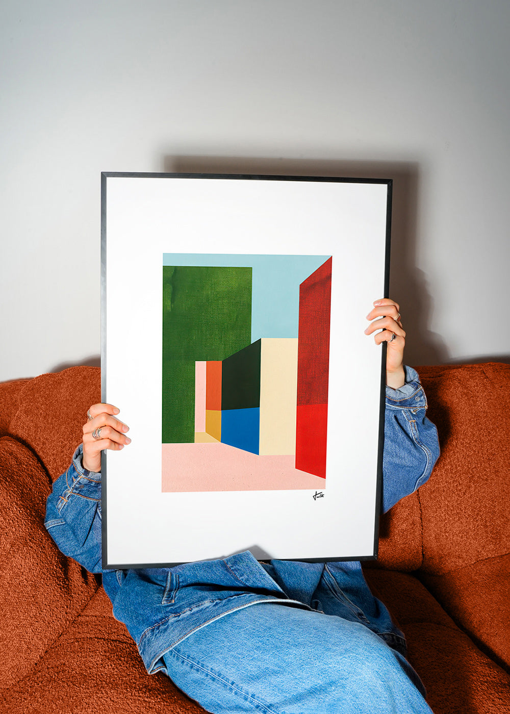 Cuadro geométrico con volúmenes coloreados – Product2