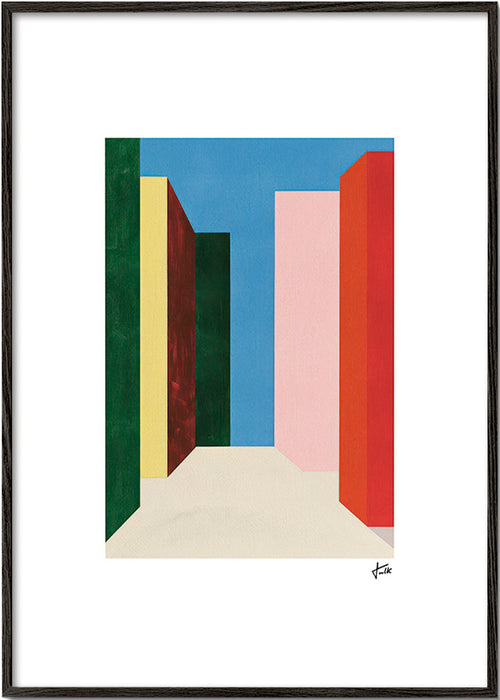 Cuadro geométrico: pasaje vertical de colores – Black Frame