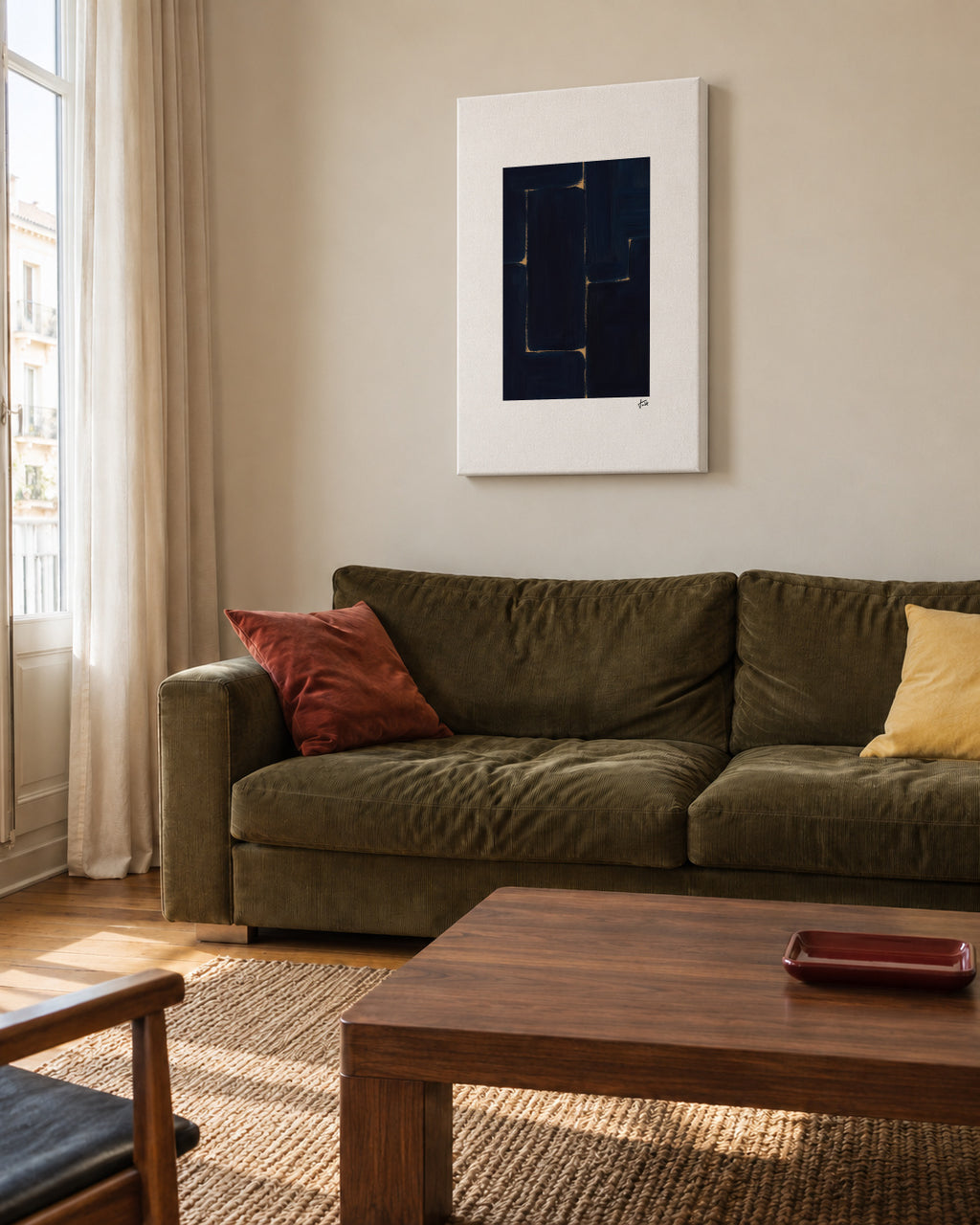 Midnight Structure - Unframed canvas in an interior