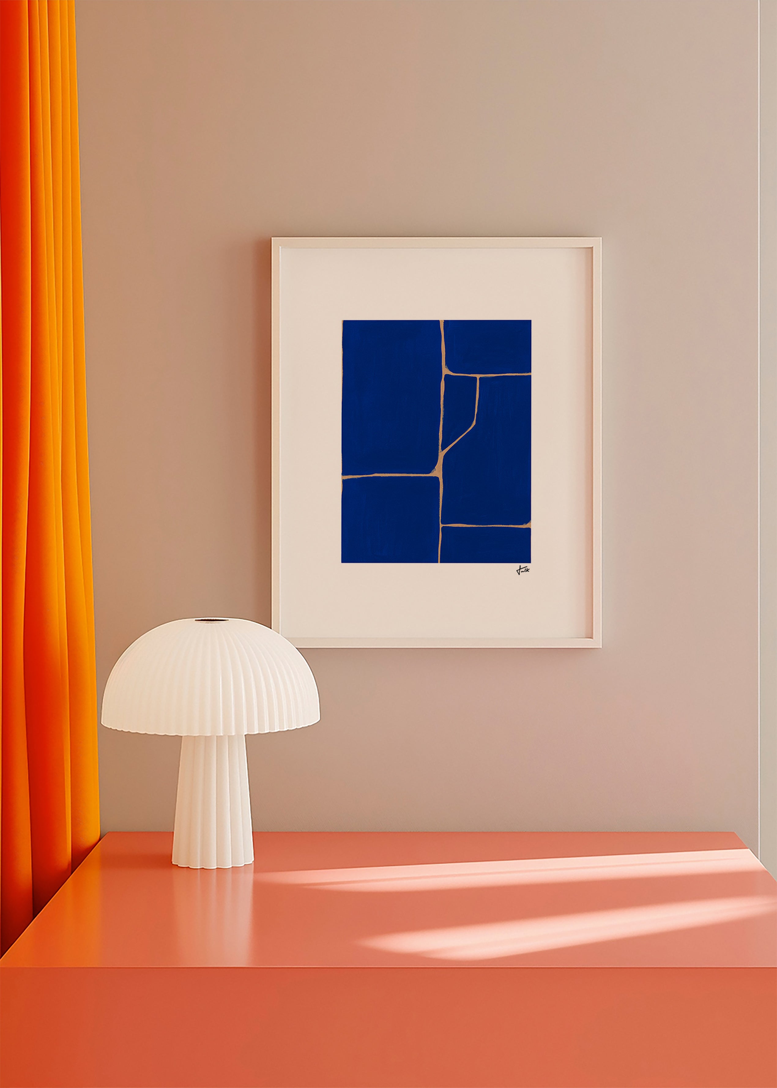 Cuadro geométrico azul con juntas claras – Product2