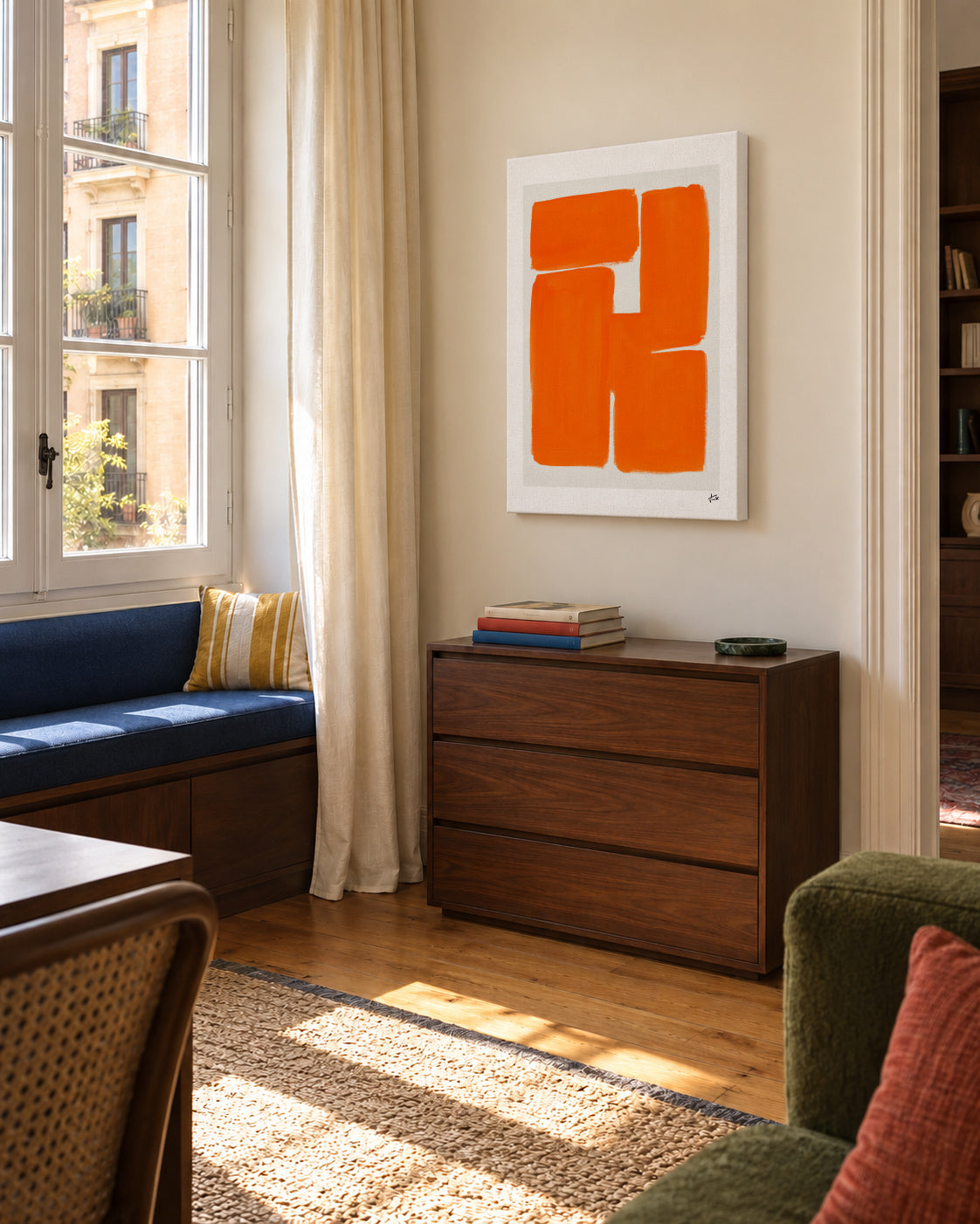 Orange Blocks - Unframed canvas in an interior